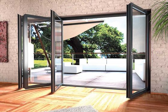 Manual / Automatic Aluminum Folding Doors Powder Coating  For Business