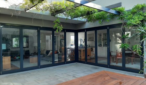 Powder Coating Aluminum Folding Doors 1.0mm-2.0mm Inward / Outward Opening