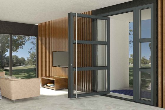 Slim Frame Custom Aluminium Pivot Doors Double Glazed Modern